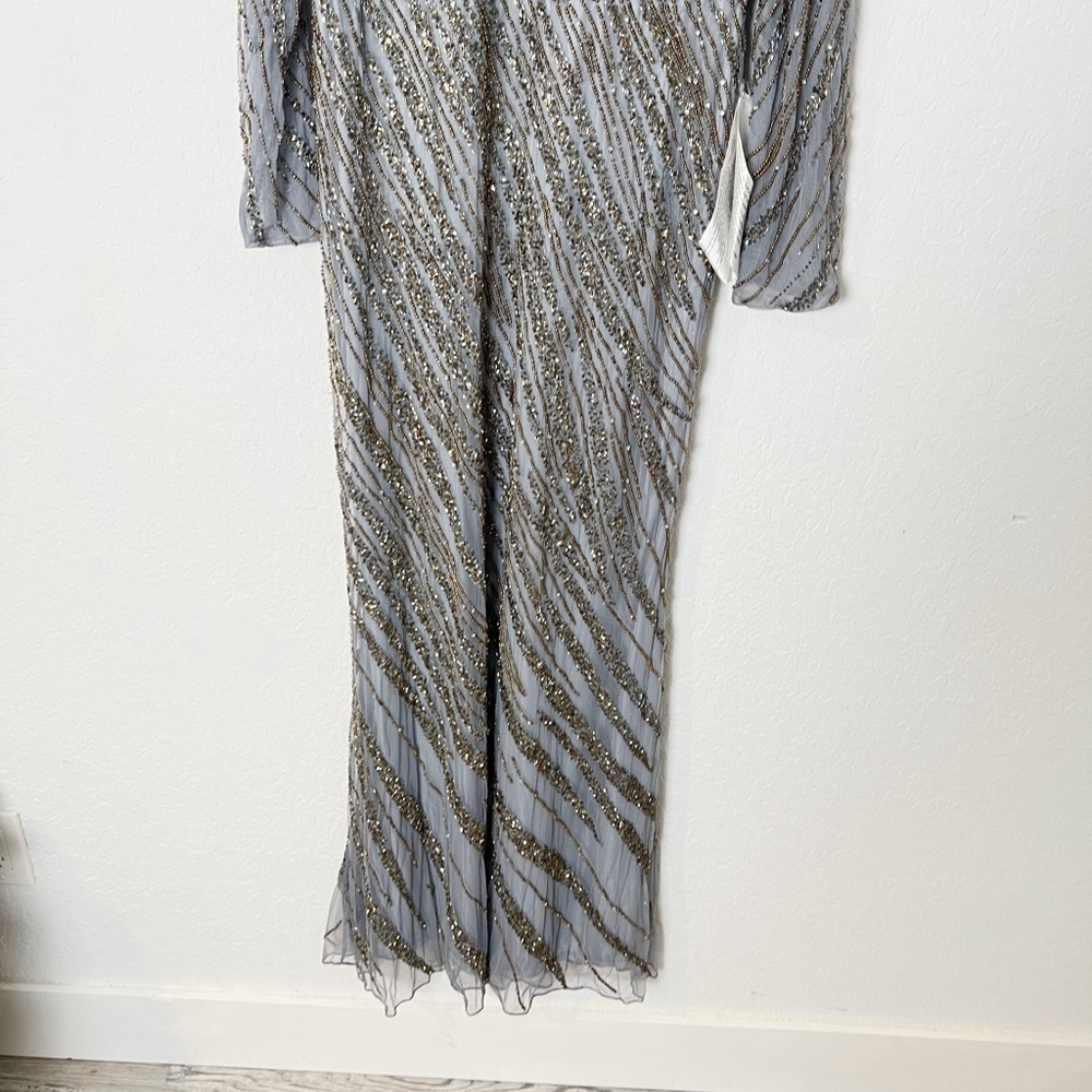Mac Duggal Beaded Long Sleeve Tulle Column Gown - Picture 4 of 9